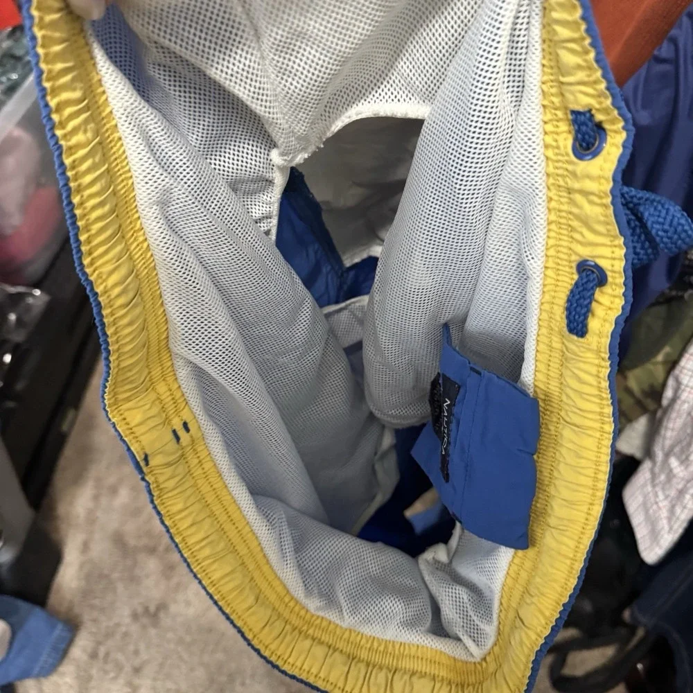 Nautica Swim Trunks Mens XL Blue Drawstring Waist‎ Pockets VTG